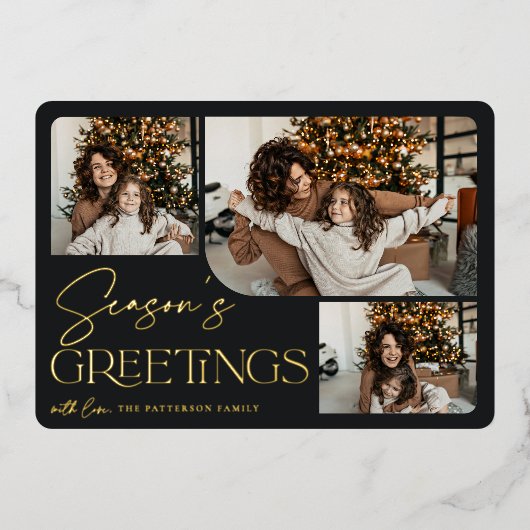 フェスティバル |シーズンの挨拶3写真 箔シーズンカード (正面)