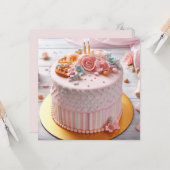 フェスティバル&ピフェミニンンクフローラ誕生日 カード (正面/裏面インサイチュ)