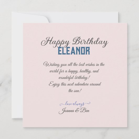 フェスティバル&ピフェミニンンクフローラ誕生日 カード (裏面)