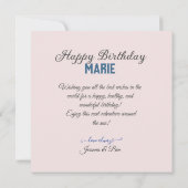 フェスティバル&フェミニンピンク&ホワイトフローラ誕生日 カード (裏面)