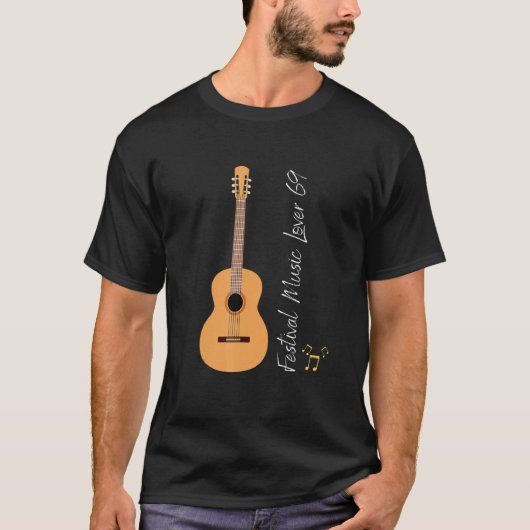 フェスティバル ミュージック 69 ギター 音符 弦 Tシャツ (正面)