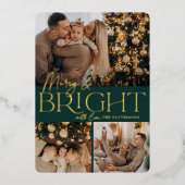 フェスティバル |メリー & Bright 3写真 箔シーズンカード (正面)
