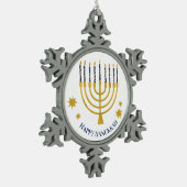 フェスティバル(ユダヤ教)メノラーキャンドルハッピーハヌカー スノーフレークピューターオーナメント (左)