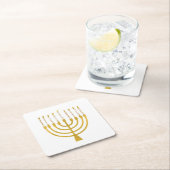 フェスティバル（ユダヤ教）メノラーハヌカキャンドルエレガントミニマル スクエアペーパーコースター (インサイチュ)