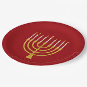 フェスティバル（ユダヤ教）メノラーハヌッカシアルキャンドルルビーレッド ペーパープレート (アングル)