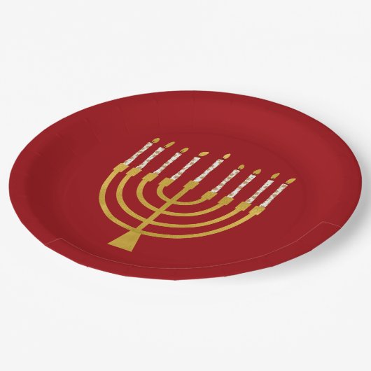フェスティバル（ユダヤ教）メノラーハヌッカシアルキャンドルルビーレッド ペーパープレート (アングル)