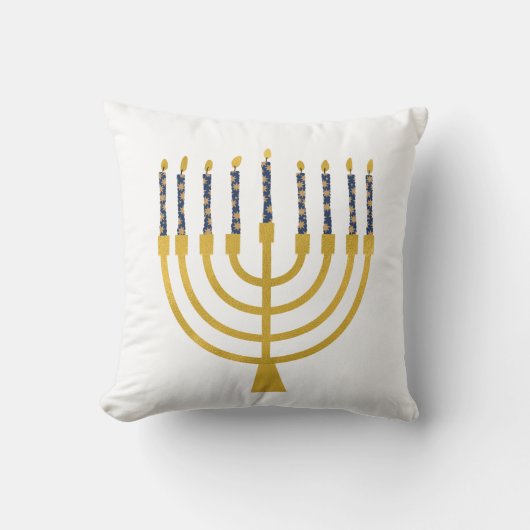 フェスティバル(ユダヤ教)メノラーハヌッカブルーキャンドルスケッチ クッション (正面)