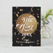 フェスティバル《写真》ぼけ味金ゴールドエレガント紙吹雪ブラックビジネス シーズンカード (スタンド正面)