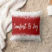 フェスティバル、明るい、赤と白のスノーフレーク・スロー・ピロ クッション (ブランケット)