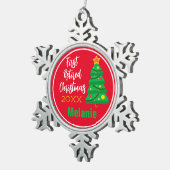 フェスティバル、最初の退職したクリスマス スノーフレークピューターオーナメント (右)