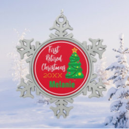 フェスティバル、最初の退職したクリスマス スノーフレークピューターオーナメント