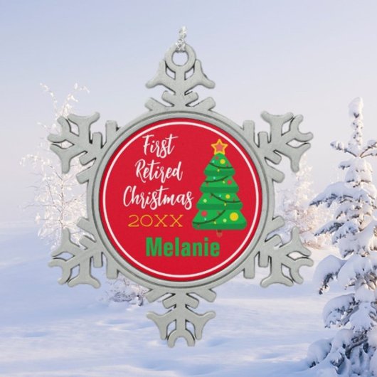 フェスティバル、最初の退職したクリスマス スノーフレークピューターオーナメント