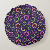 フェスティバル，混沌，カラフル,紙吹雪,水玉模様, ラウンドクッション (裏面)