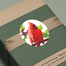 フェスティバル（鳥）ショウジョウコウカンチョウバードウィンターホリーホリデイ応援 ラウンドシール