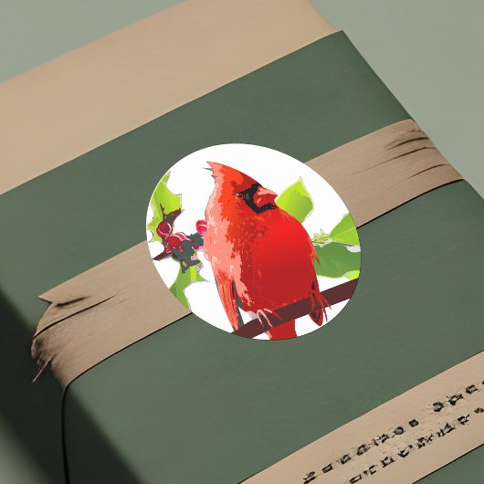 フェスティバル(鳥)ショウジョウコウカンチョウバードウィンターホリーホリデイ応援 ラウンドシール