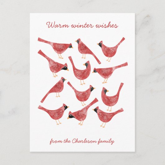 フェスティバル(鳥)ショウジョウコウカンチョウバードウォーター色ホリデーポストカード シーズンポストカード (正面)