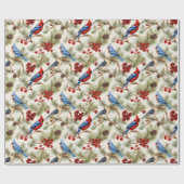 フェスティバル(鳥)ショウジョウコウカンチョウブルージェイホーリーベリークリスマス ラッピングペーパー (フラット)