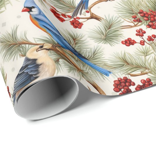 フェスティバル(鳥)ショウジョウコウカンチョウブルージェイホーリーベリークリスマス ラッピングペーパー (ロールコーナー)