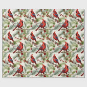 フェスティバル(鳥)ショウジョウコウカンチョウホーリーベリーピネコーンクリスマス ラッピングペーパー (フラット)
