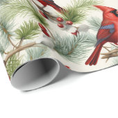 フェスティバル(鳥)ショウジョウコウカンチョウホーリーベリーピネコーンクリスマス ラッピングペーパー (ロールコーナー)