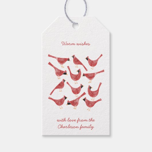 フェスティバル(鳥)ショウジョウコウカンチョウ鳥の水色パーソナライズされた ギフトタグ (正面)