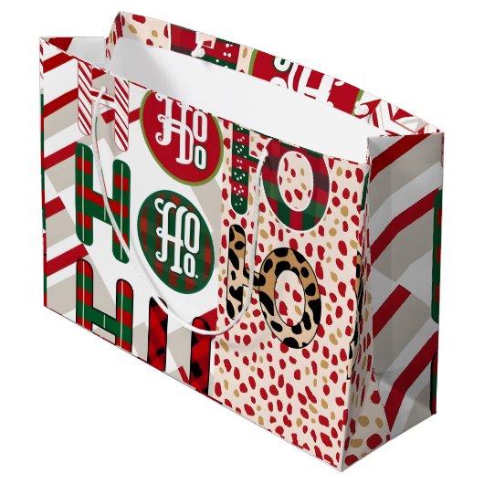 フェスティバル「HO HO HO」クリスマスラッピング紙 ラージペーパーバッグ (裏面アングル)