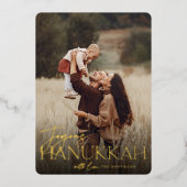 フェスティバル | Joyous Hanukkah垂直方向の写真 箔シーズンカード (正面)