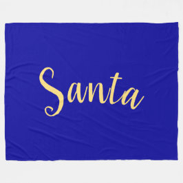フェスティバル「Santa」スクリプト深い王室のブルー背景 フリースブランケット