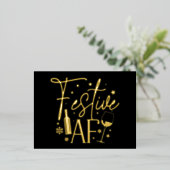 フェスティバルAFクリスマスパーティの招待状ブラック金ゴールド 箔招待状ポストカード (立ち正面)