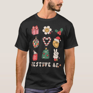 フェスティバルAF – かわいいレトロヴィンテージクリスマスプリント Tシャツ