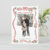 フェスティバルBoho赤クリスマスリボン2写真 シーズンカード (スタンド正面)