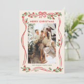 フェスティバルBoho赤クリスマスリボン5写真 シーズンカード (スタンド正面)