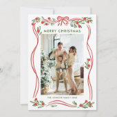 フェスティバルBoho赤クリスマスリボン5写真 シーズンカード (正面)