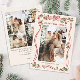 フェスティバルBoho赤クリスマスリボン5写真 シーズンカード