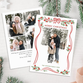 フェスティバルBoho赤クリスマスリボン5写真 シーズンカード