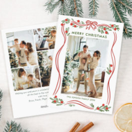 フェスティバルBoho赤クリスマスリボン5写真 シーズンカード