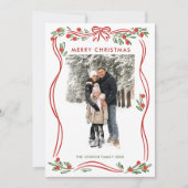 フェスティバルBoho赤クリスマスリボン5写真 シーズンカード (正面)
