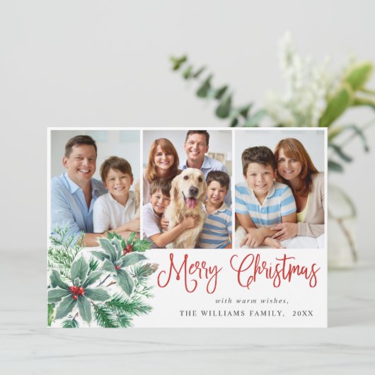 フェスティバルHolly Berry 3フォトクリスマスグリーティング シーズンカード (スタンド正面)