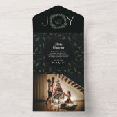 フェスティバルJOYクリスマスリースグリーン1写真 オールインワン招待状 (内側)