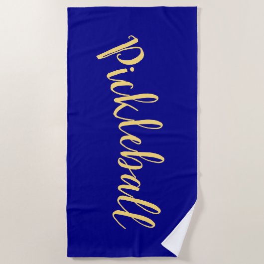 フェスティバルPickleballスクリプト王室のの青い背景 ビーチタオル (正面)