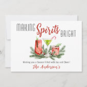 フェスティブなカクテルで気持ちを明るくする 水彩画 シーズンカード (正面)