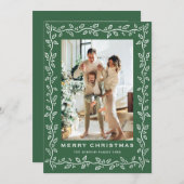 フェスティブなサージグリーンのクリスマスリボン - 2つの写真 シーズンカード (正面/裏面)