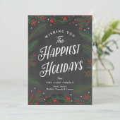 フェスティブなチェック柄とグリーンとベルリ―のカスタム シーズンカード (スタンド正面)