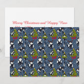 フェスティブなツイード猫のクリスマス シーズンカード (正面/裏面)