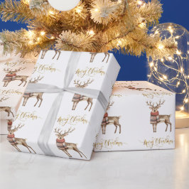 フェスティブなトナカイのスウェット マリークリスマス ラッピングペーパー