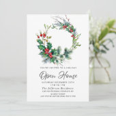 フェスティブなホリーベリーのクリスマスホリデーオープンハウス 招待状 (スタンド正面)