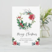 フェスティブなホリーポインセチアのリース　クリスマスグリーティング シーズンカード (スタンド正面)