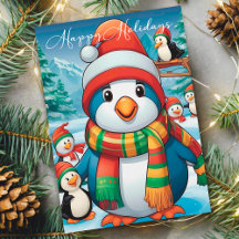 フェスティブなマフラーが可愛いあったかクリスマス ペンギン