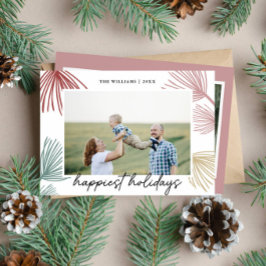 フェスティブなモミの枝 Happiest holidays 3枚の写真 シーズンカード
