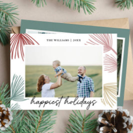 フェスティブなモミの枝 Happiest holidays 3枚の写真 シーズンカード